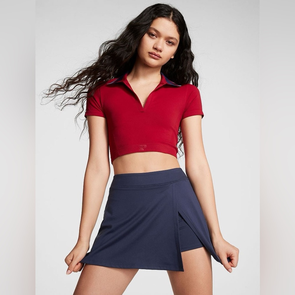PINK Victorias Secret Midnight Navy Blue Ultimate Wrap Skort Size Large NWT